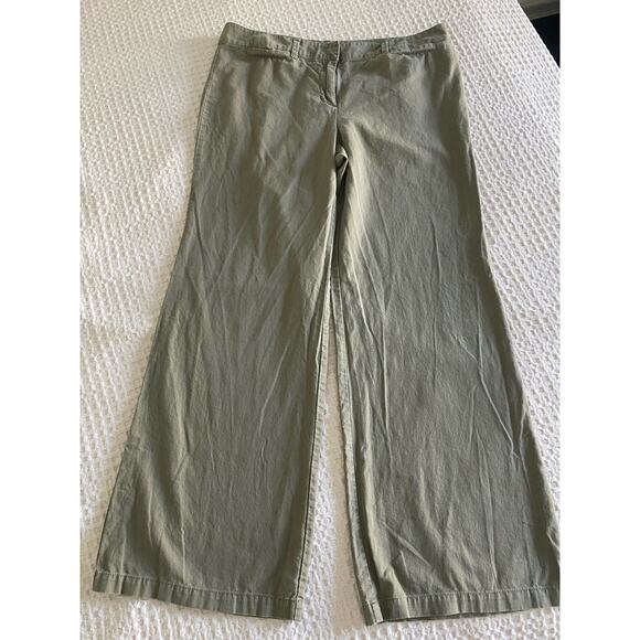 New York & Co Green Linen‎ Wide Leg Chino Pants Sz 14 - Picture 1 of 12